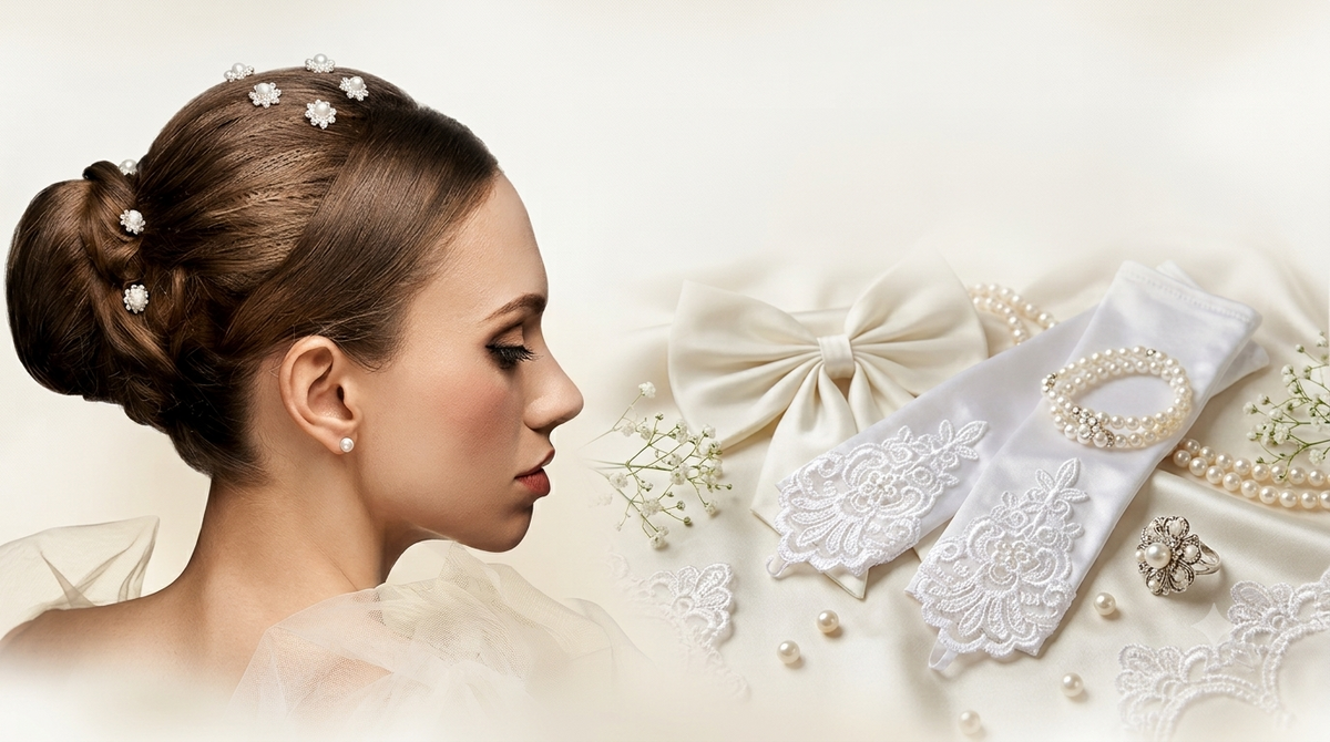 Haarschmuck und Brauthandschuhe