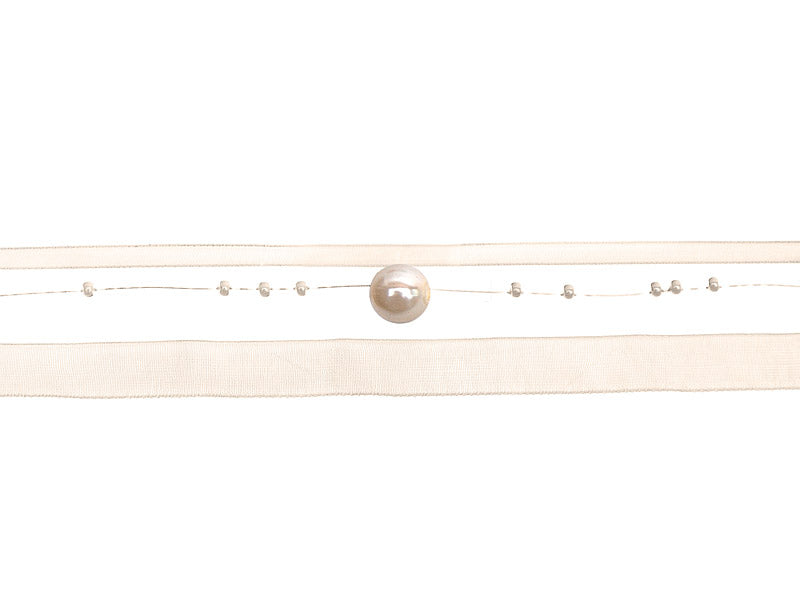 Perlengirlande mit Satin in Creme -1,20 Meter