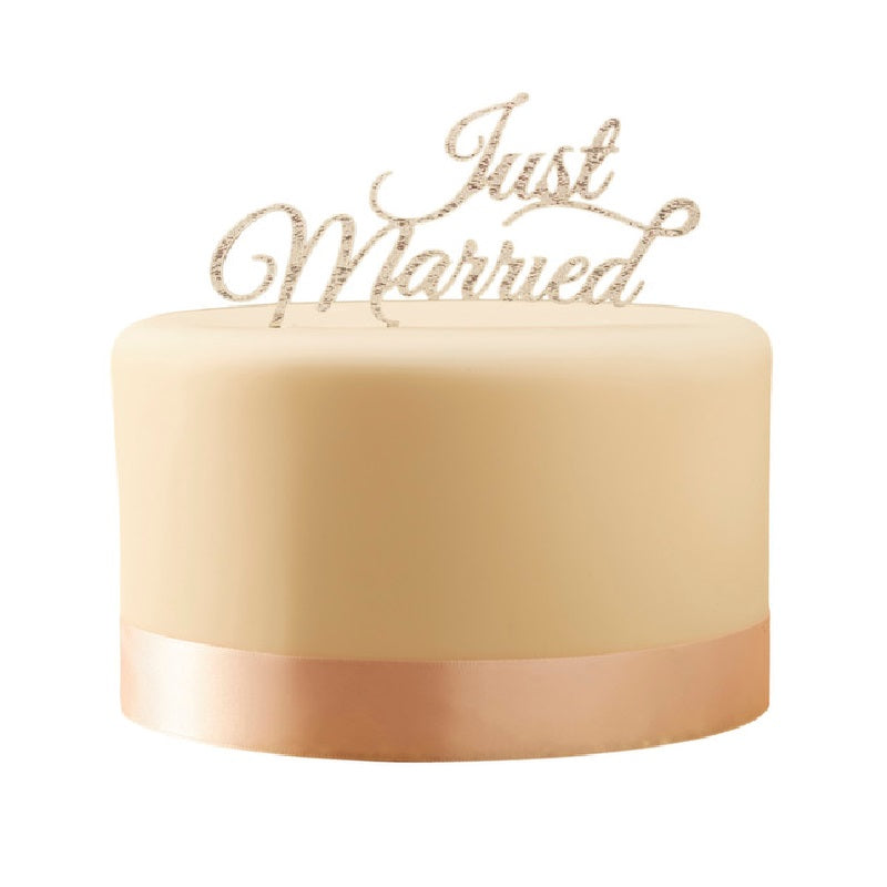 Tortenaufsatz "Just Married" Silber Glitzer.