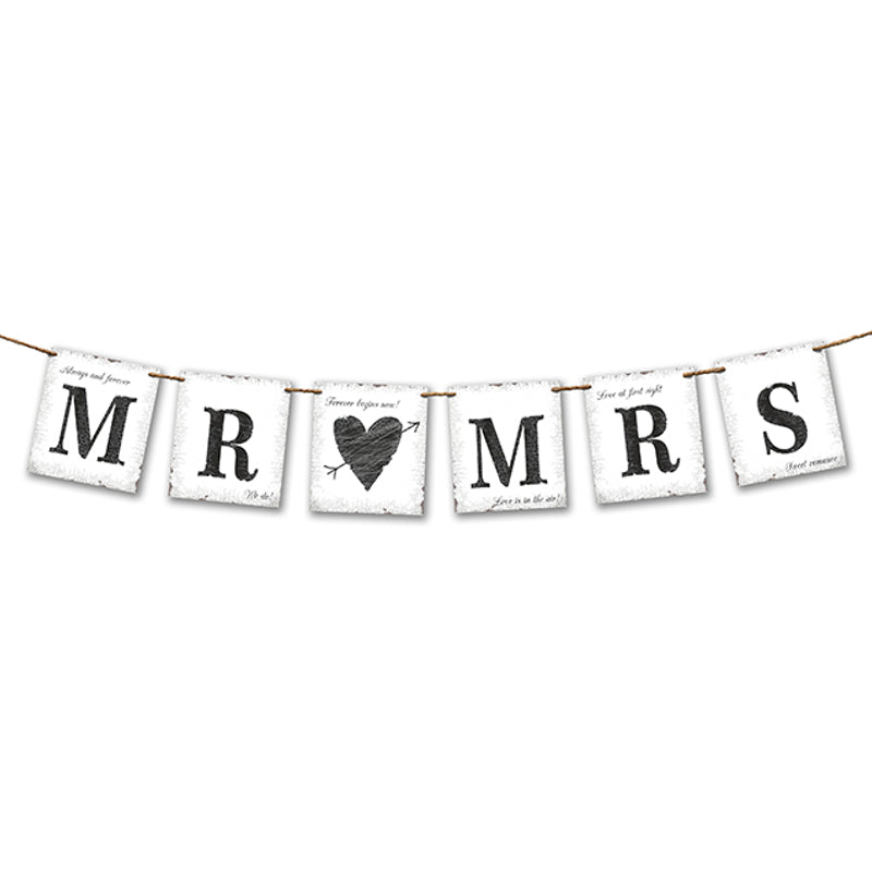 Girlande "MR & MRS" mit Herz 77cm