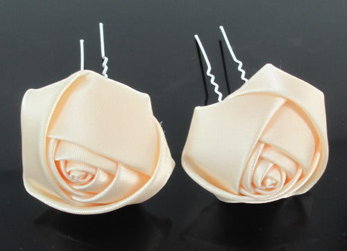 6 Haarnadeln "Rose" apricot - 20mm