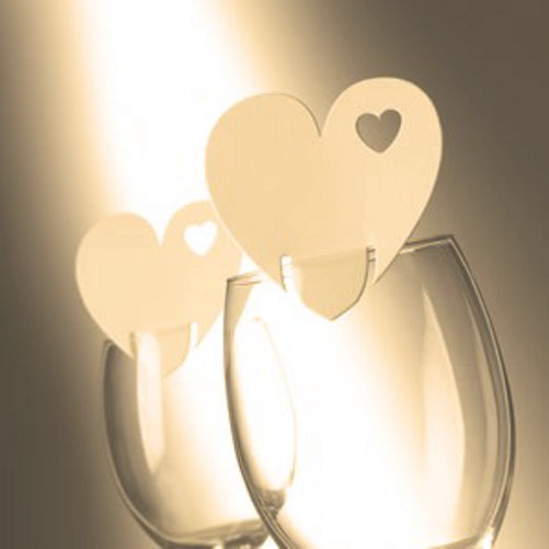 10 Platzkarten "Herz in Herz" ans Glas in reme
