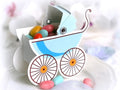 10 süße Tischkärtchen "Kinderwagen"Blau