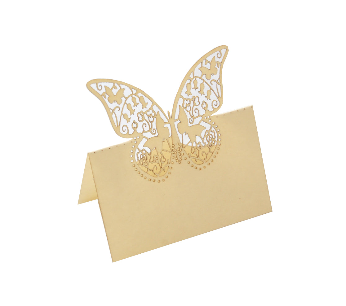 10 Tischkärtchen "Schmetterling" in Ivory