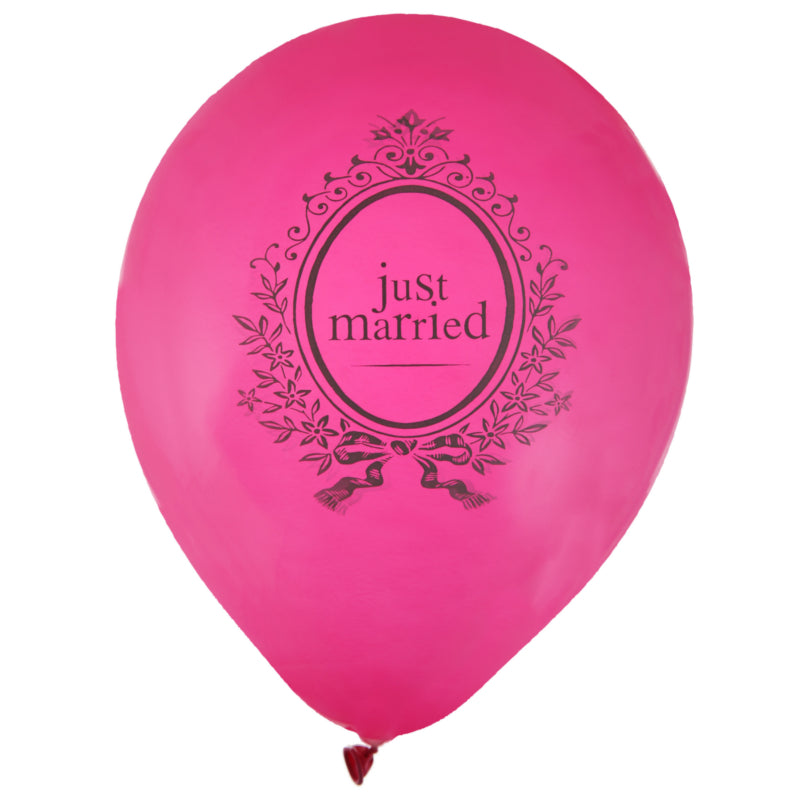 8 Luftballons "Just Married" in pink