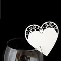10 Platzkarten "Heart" ans Glas in Weiß
