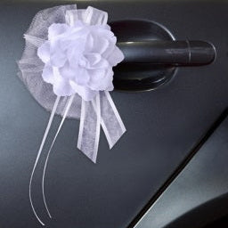 Autoschleife "Blüte" weiß 4er Set