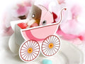 10 süße Tischkärtchen "Kinderwagen" Pink