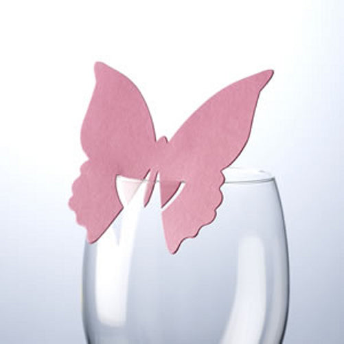 10 Platzkarten "Schmetterling" elegant ans Glas in Pink