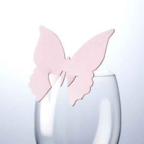 10 Platzkarten "Schmetterling" elegant ans Glas in Rosa
