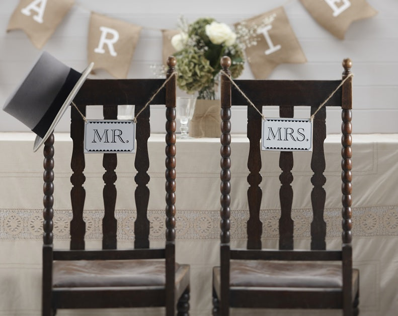 Stuhlschilder "MR & MRS" Vintage