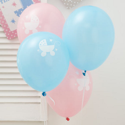 8x Luftballon "Tiny Feet" zur Taufe