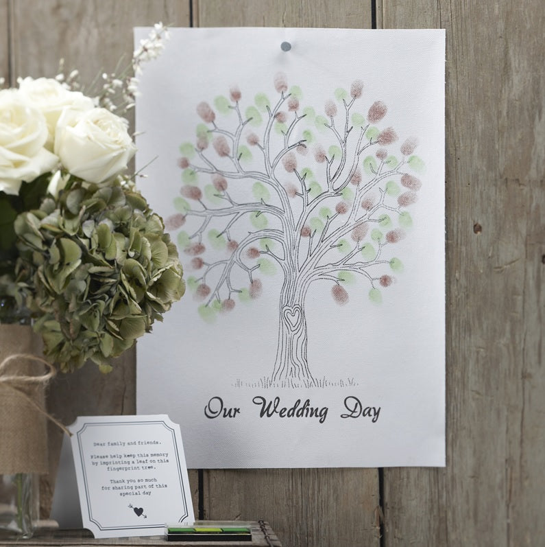 Hochzeitsbaum (Fingerabdruck-Baum) Grün/Braun - Die Gästebuch-Alternative