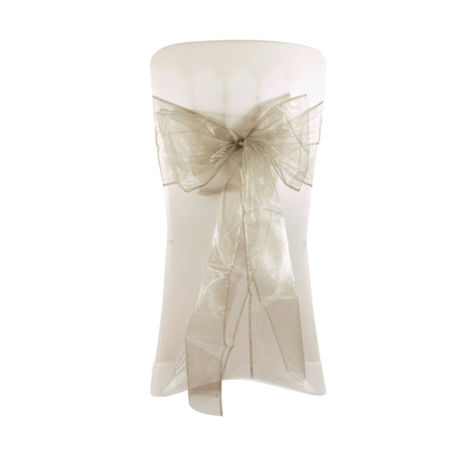 6x Organza Stoff Streifen in silber -z.B. für Stuhlschleifen