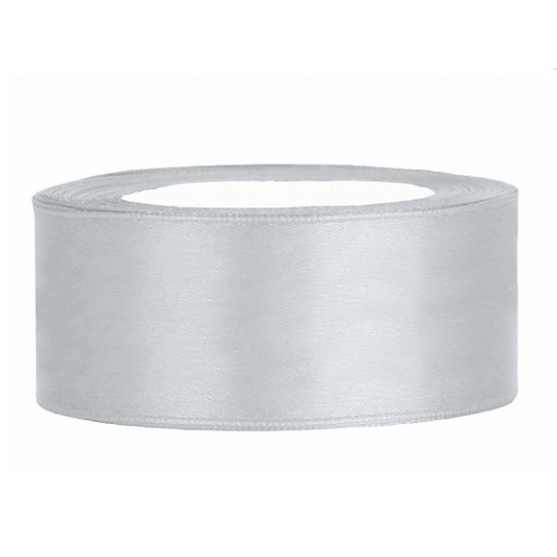 Satinband 25mm x 25m in Silber